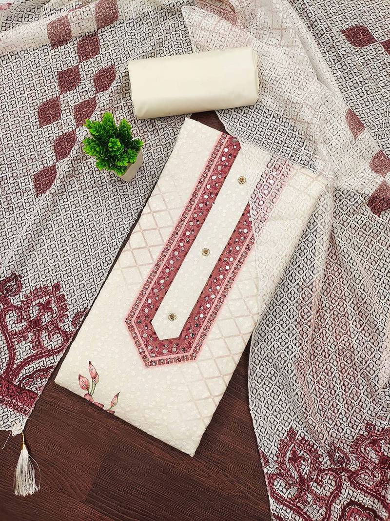 Checked Pure Cotton Unstitched Dress Material