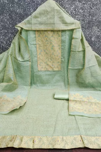 Embroidered Unstitched Kurta Fabric Bottom Fabric and Dupatta
