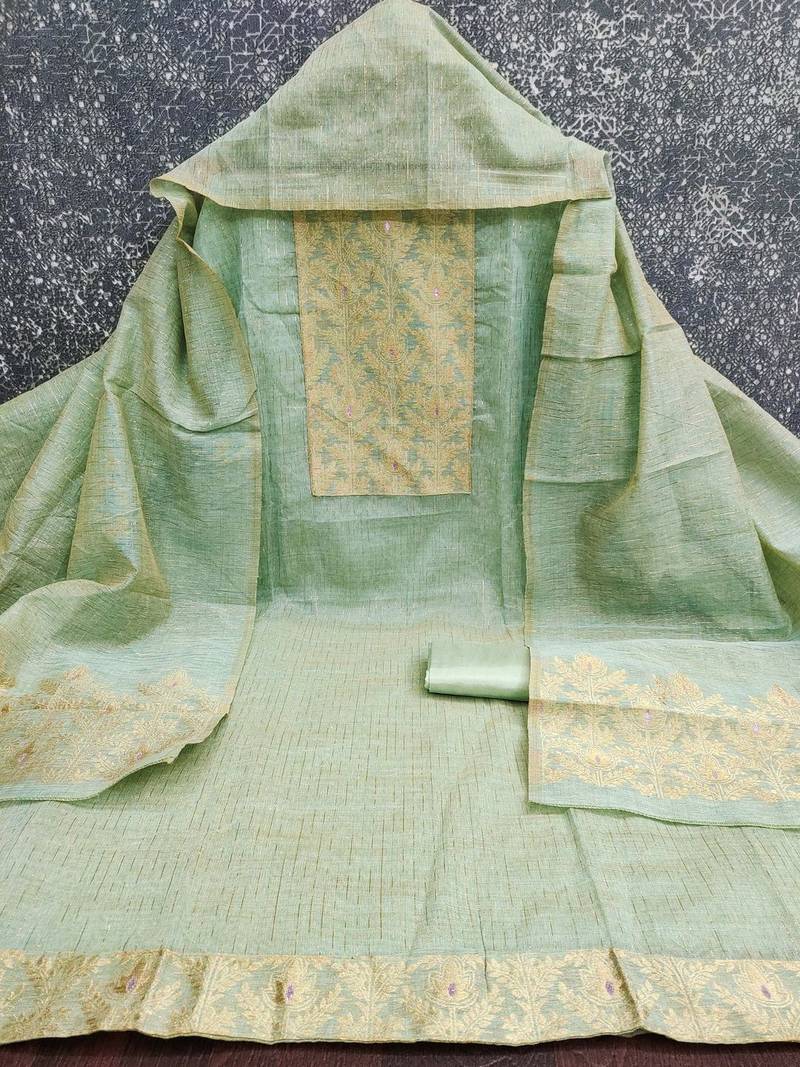 Embroidered Unstitched Kurta Fabric Bottom Fabric and Dupatta