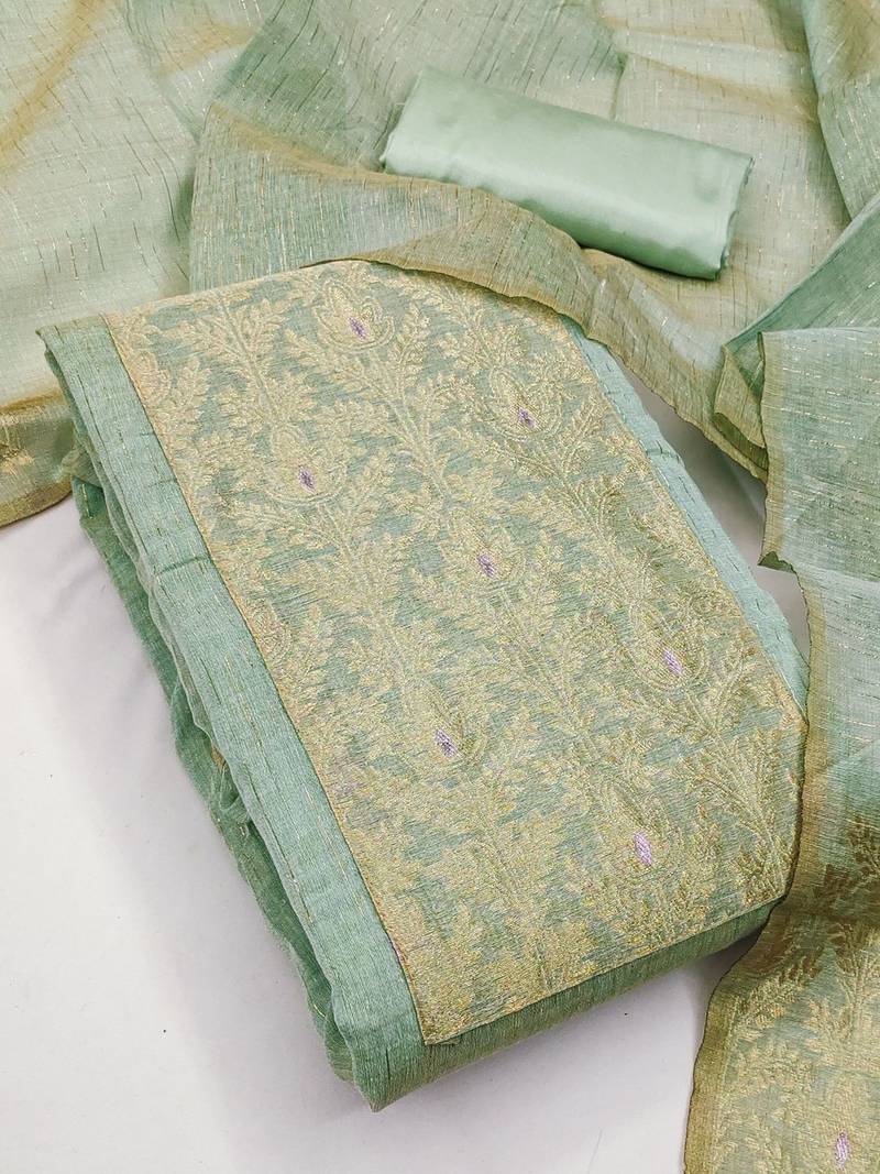 Embroidered Unstitched Kurta Fabric Bottom Fabric and Dupatta