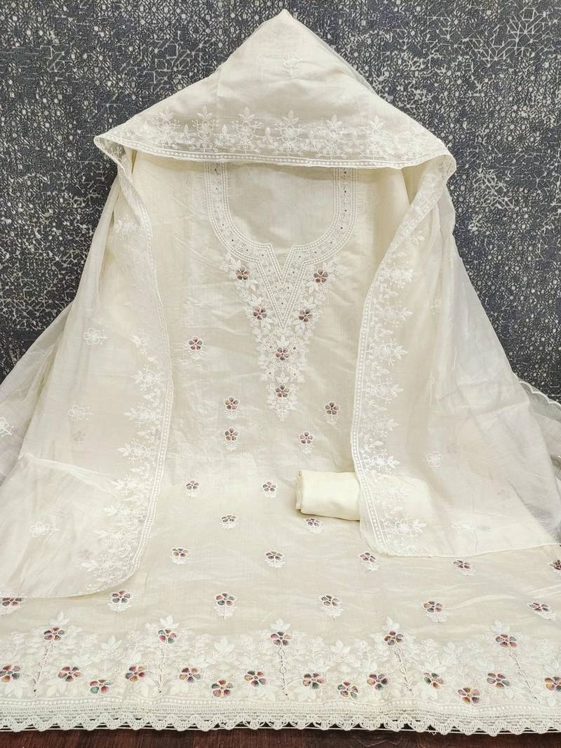 Embroidered Unstitched Dress Material