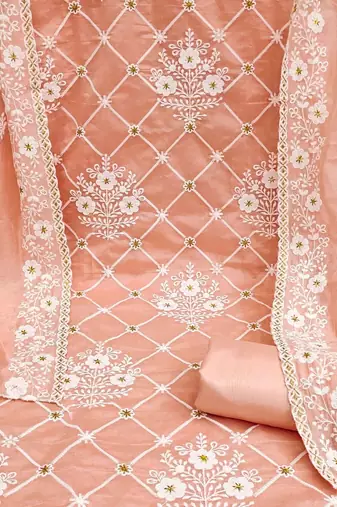 Embroidered Semi-Stitched Dress Material