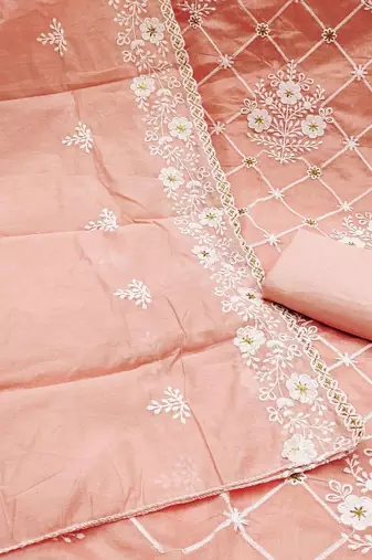 Embroidered Semi-Stitched Dress Material