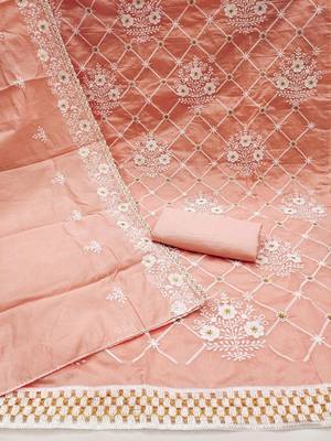 Embroidered Semi-Stitched Dress Material 4
