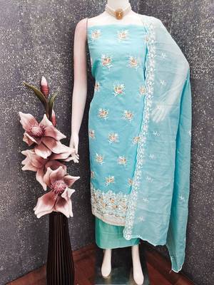 Embroidered Unstitched Dress Material 1
