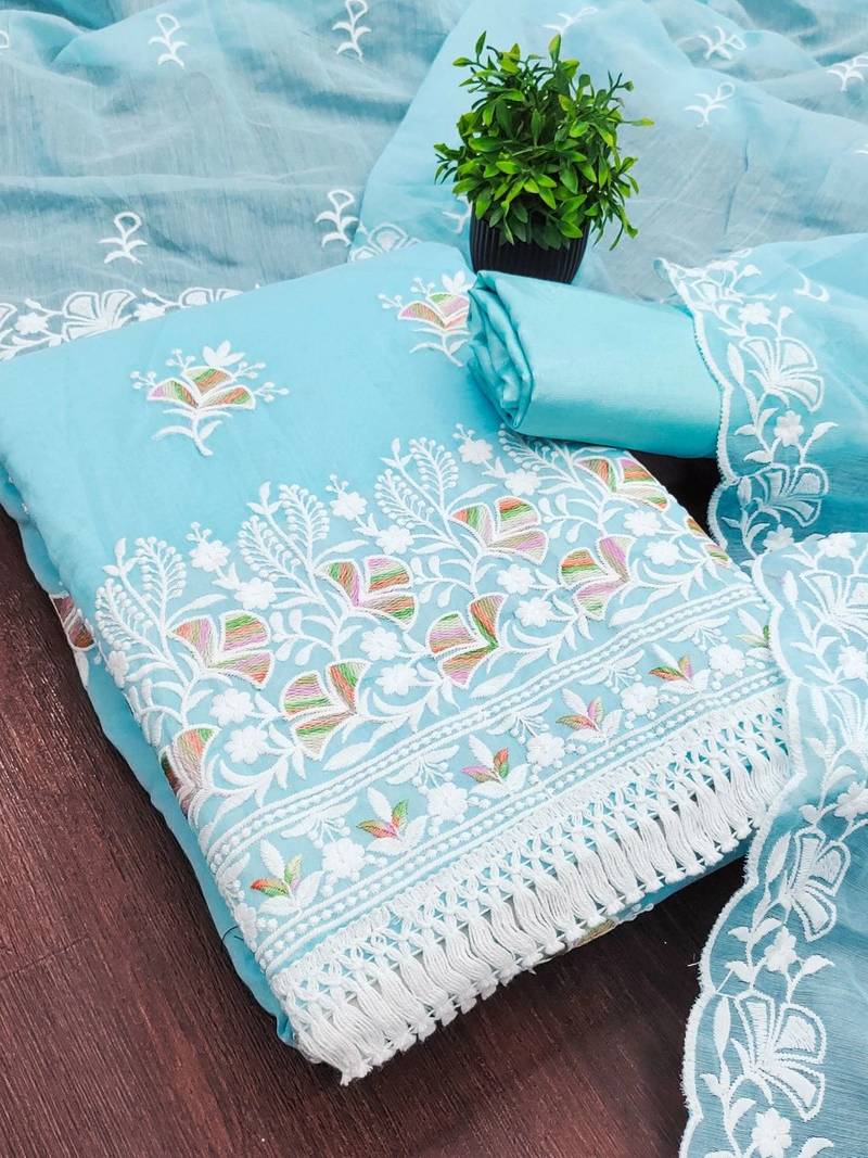 Embroidered Unstitched Dress Material