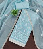 Floral Embroidered Chanderi Cotton Unstitched Dress Material