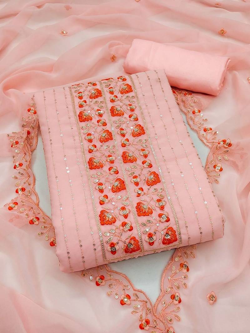 Embroidered Unstitched Dress Material