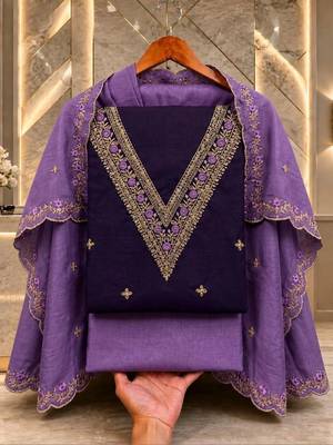 Embellished Unstitched Dress Material 1