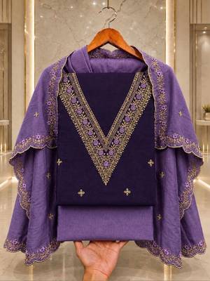 Embellished Unstitched Dress Material 2