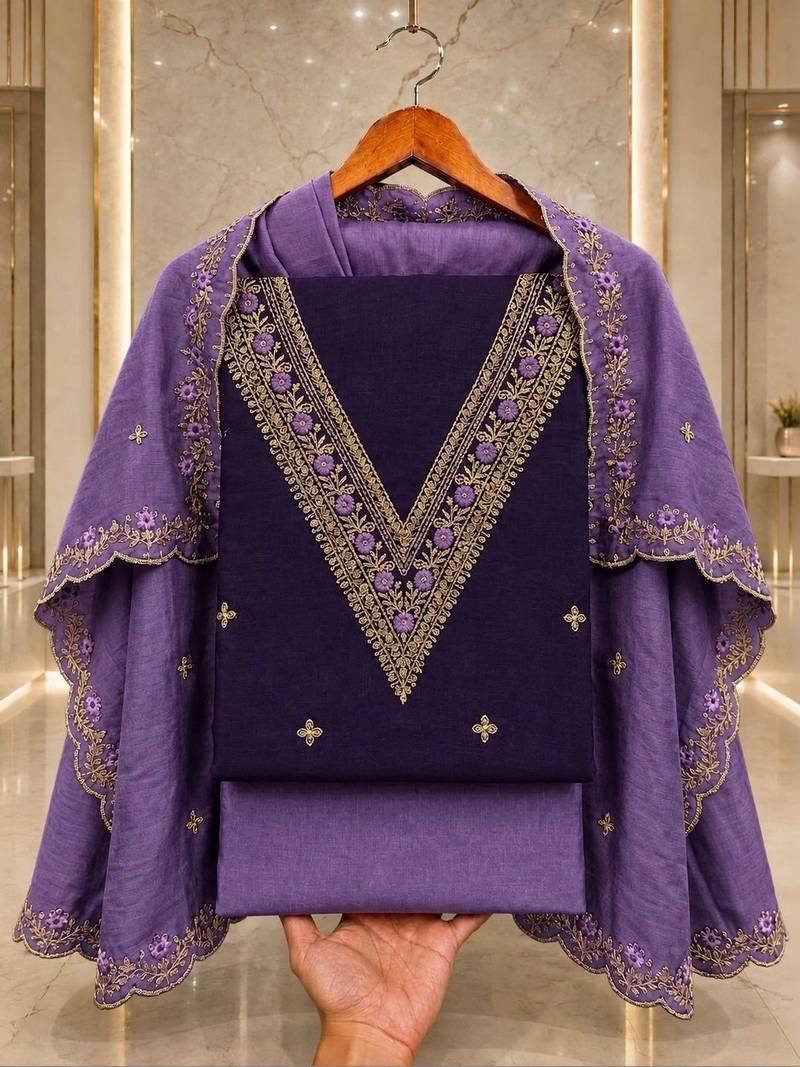 Embellished Unstitched Dress Material