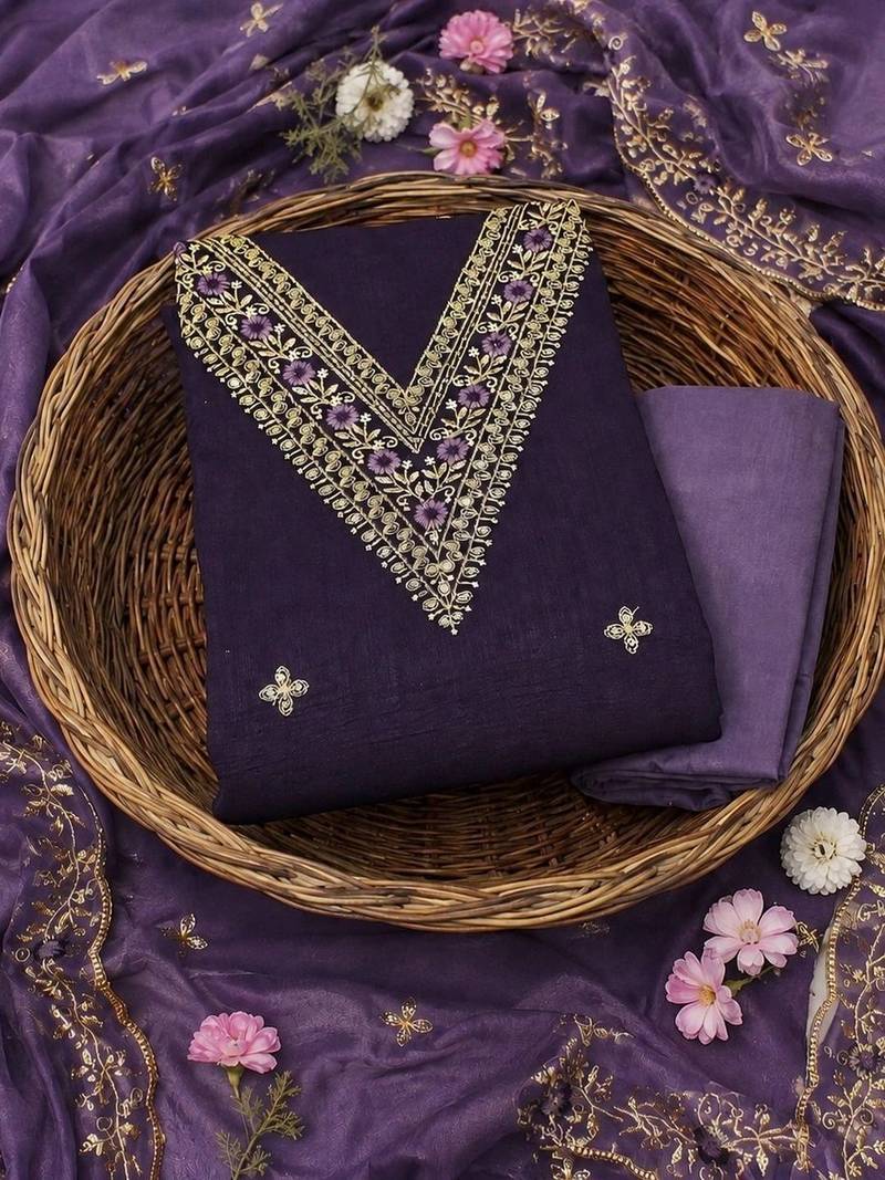 Embellished Unstitched Dress Material