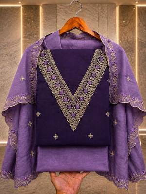Embellished Unstitched Dress Material 4