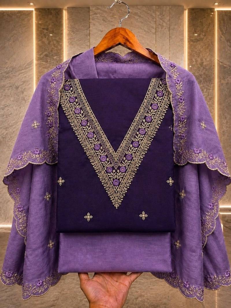 Embellished Unstitched Dress Material