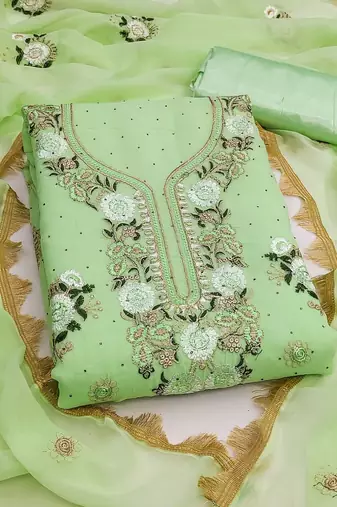 Embroidered Semi-Stitched Dress Material