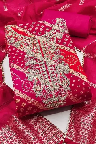 Embroidered Semi-Stitched Dress Material