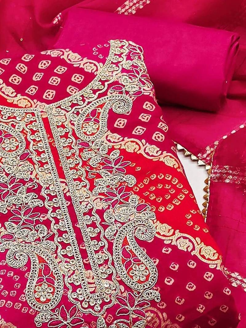 Embroidered Semi-Stitched Dress Material