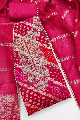 Embroidered Semi-Stitched Dress Material