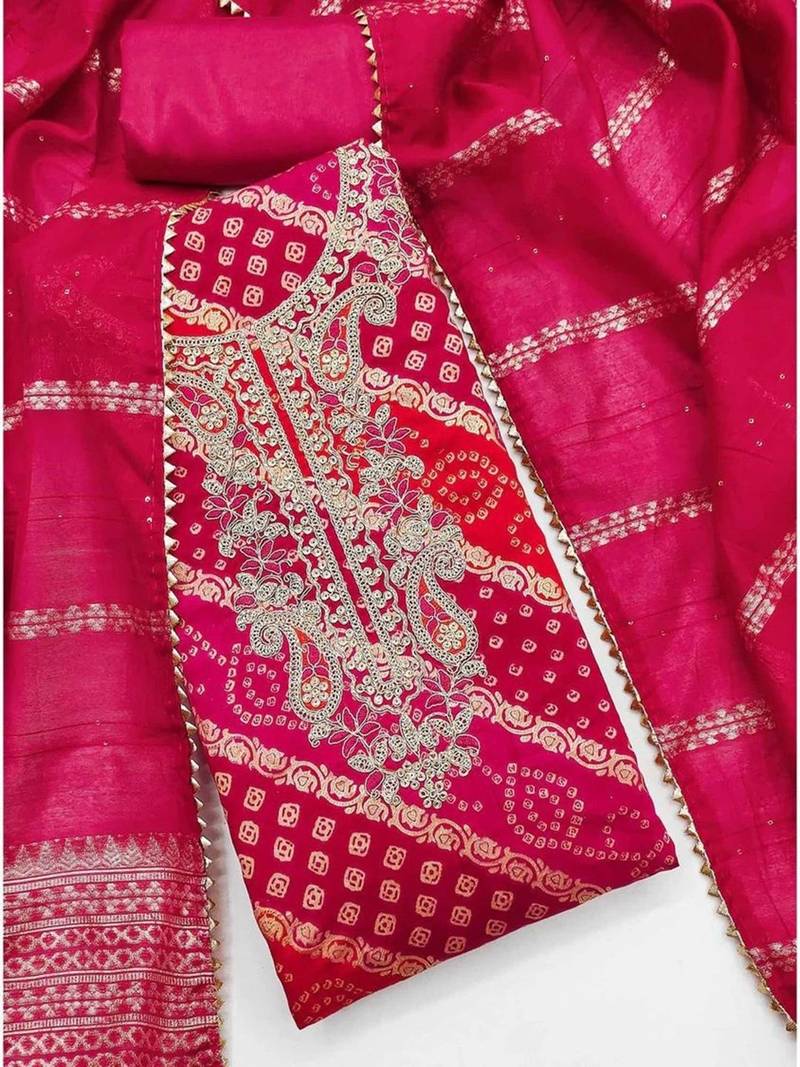 Embroidered Semi-Stitched Dress Material