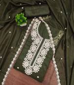 Floral Embroidered Thread Work Georgette Unstitched Dress Material