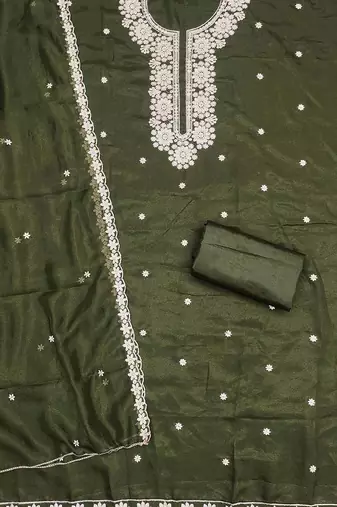 Floral Embroidered Thread Work Georgette Unstitched Dress Material