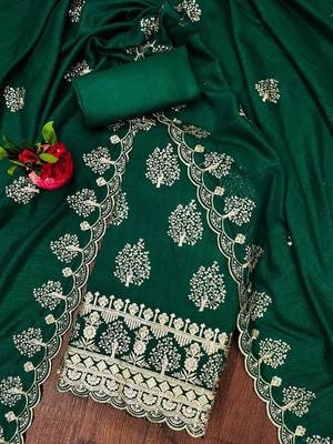 Floral Embroidered Sequinned Unstitched Dress Material 2