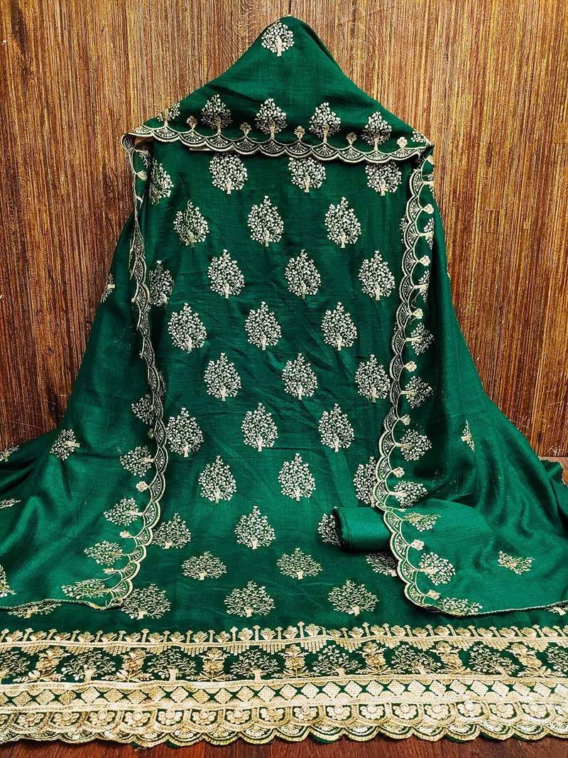 Floral Embroidered Sequinned Unstitched Dress Material