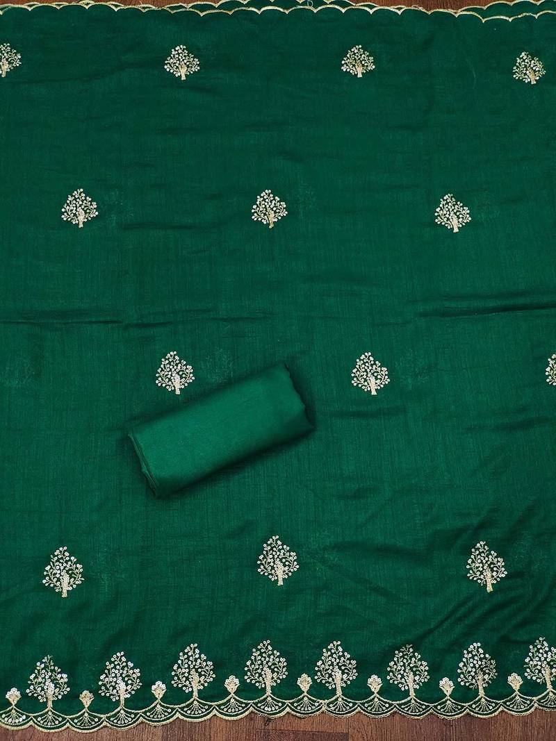 Floral Embroidered Sequinned Unstitched Dress Material