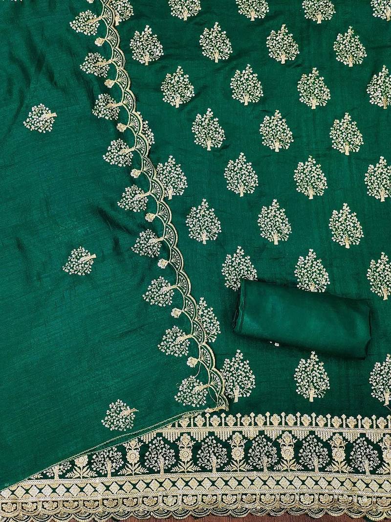 Floral Embroidered Sequinned Unstitched Dress Material