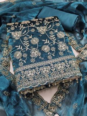 Embellished Unstitched Dress Material 1
