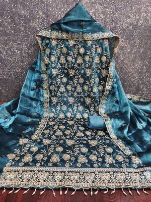 Embellished Unstitched Dress Material 2