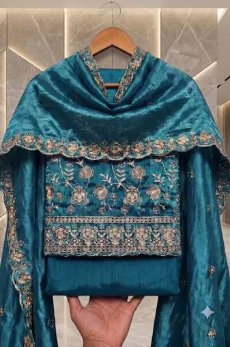 Embellished Unstitched Dress Material
