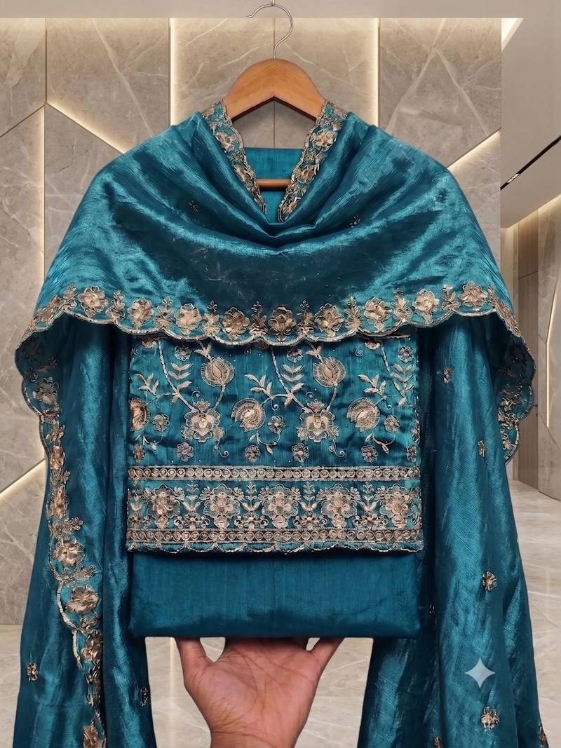 Embellished Unstitched Dress Material