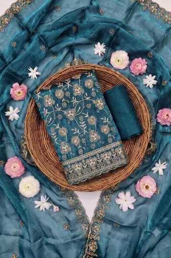 Embellished Unstitched Dress Material