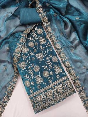 Embellished Unstitched Dress Material 5
