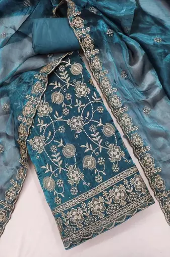 Embellished Unstitched Dress Material