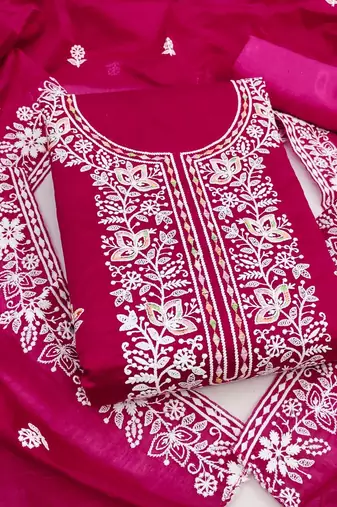 Embroidered Pure Cotton Unstitched Dress Material