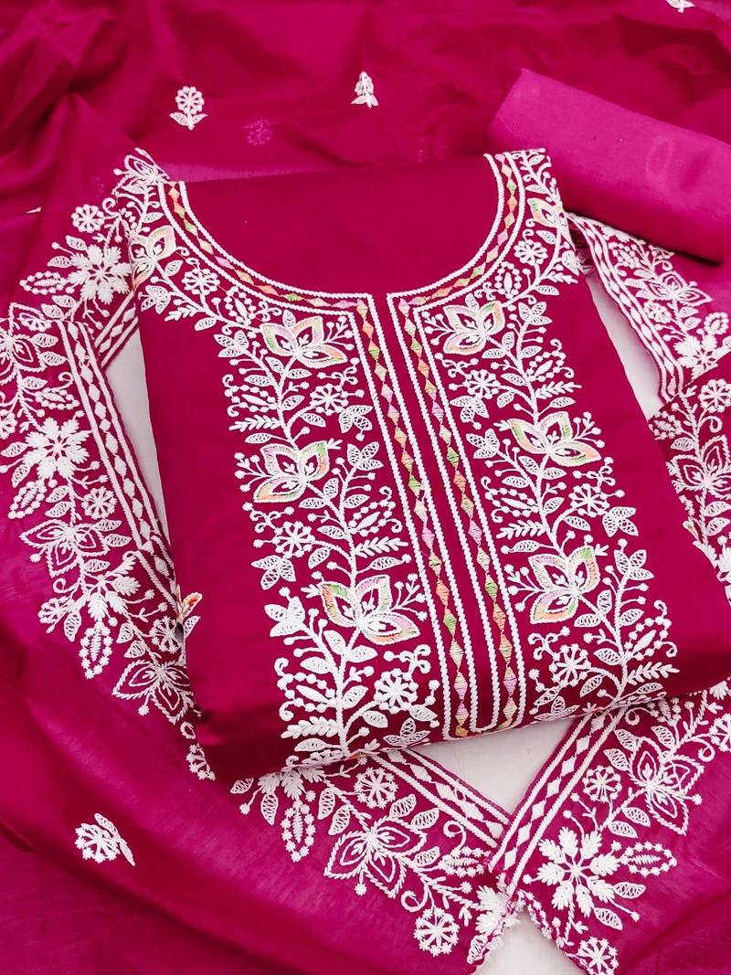 Embroidered Pure Cotton Unstitched Dress Material