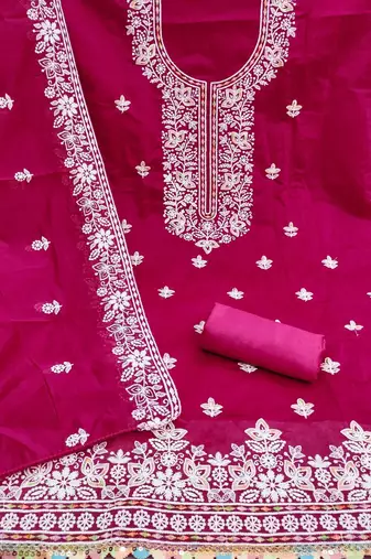 Embroidered Pure Cotton Unstitched Dress Material