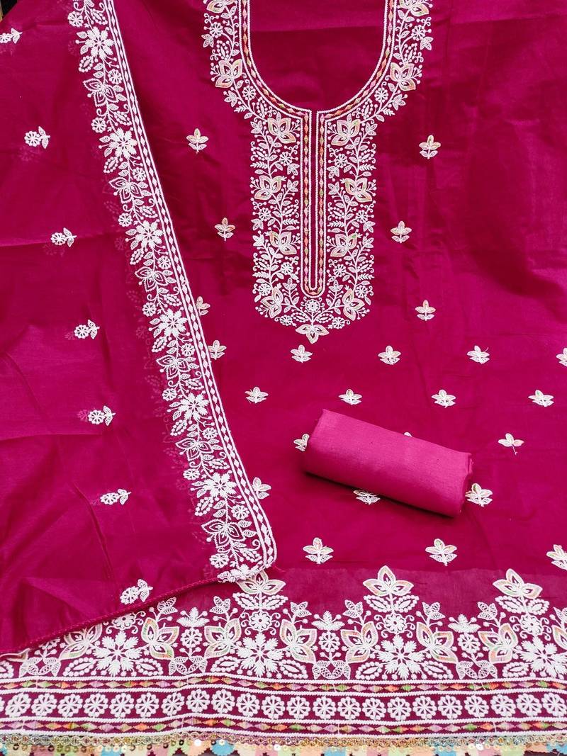 Embroidered Pure Cotton Unstitched Dress Material