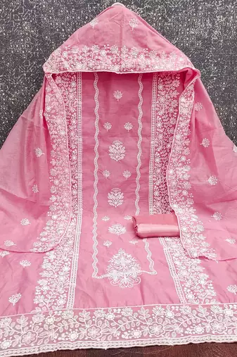 Embroidered Pure Cotton Unstitched Dress Material