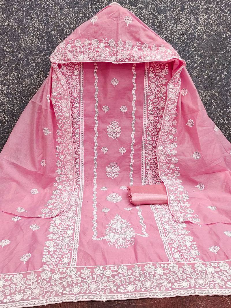 Embroidered Pure Cotton Unstitched Dress Material