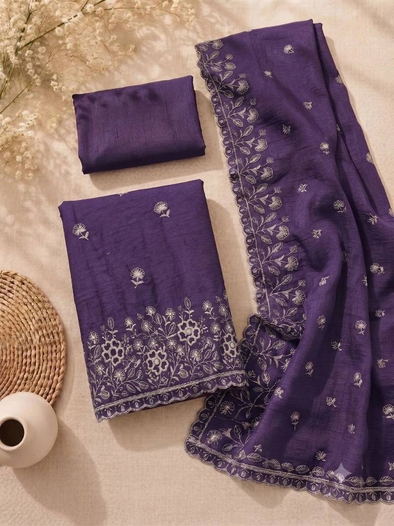 Embellished Unstitched Dress Material