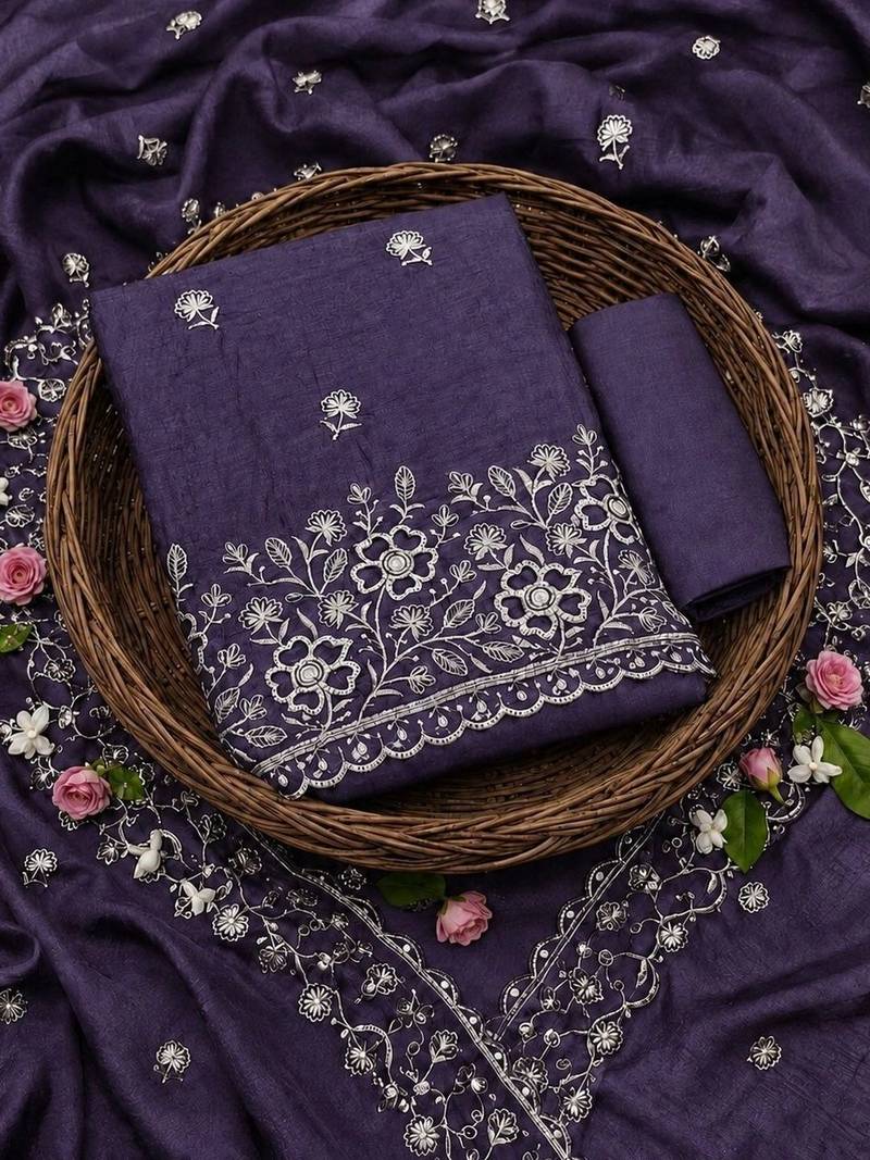 Embellished Unstitched Dress Material