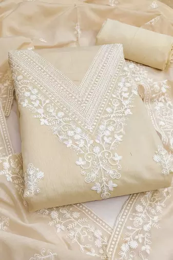 Embroidered Pure Cotton Semi-Stitched Dress Material