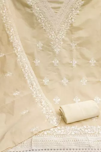 Embroidered Pure Cotton Semi-Stitched Dress Material