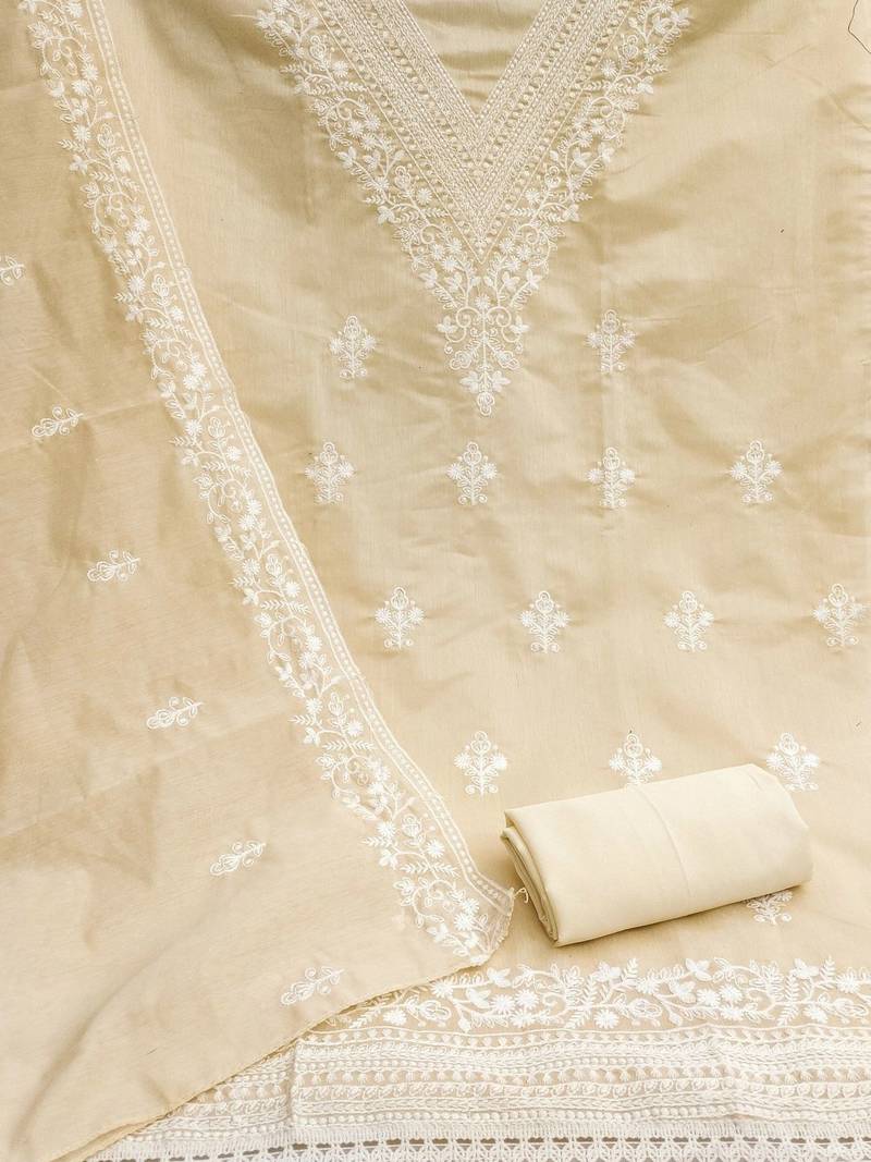 Embroidered Pure Cotton Semi-Stitched Dress Material