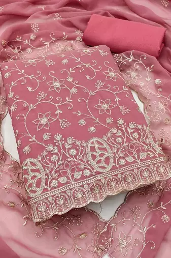 Embroidered Semi-Stitched Dress Material