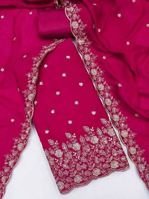 Embellished Unstitched Dress Material 4