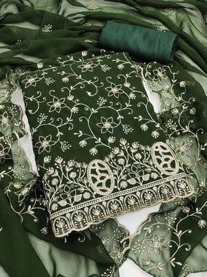 Embroidered Semi-Stitched Dress Material 1